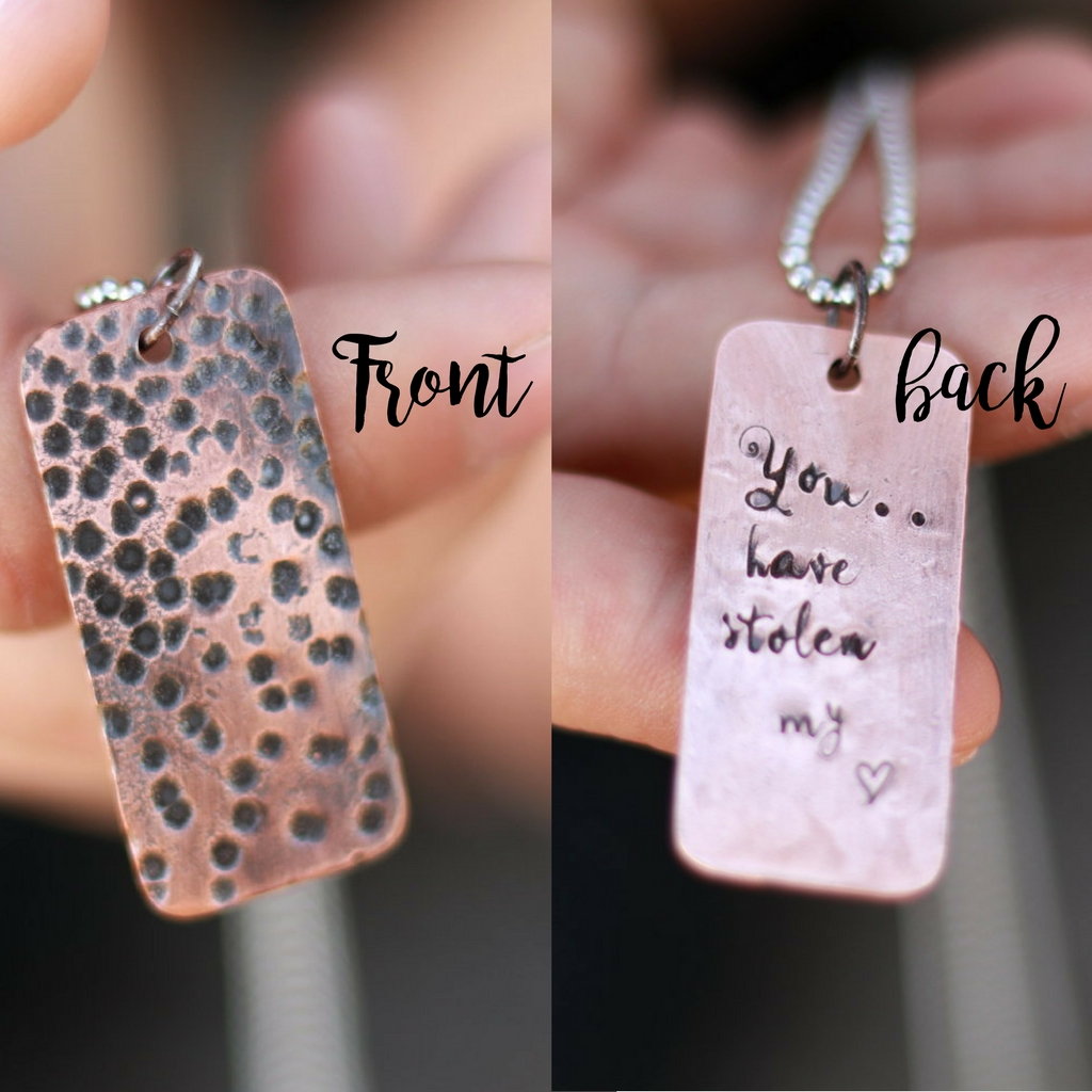 Mens Hammered Copper Tag Necklace-Mens-LittleGreenRoomJewelry-LittleGreenRoomJewelry